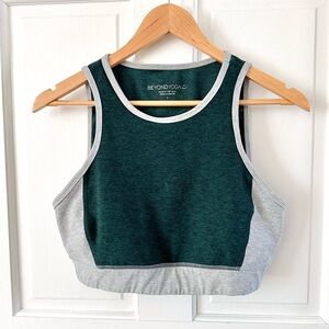 Beyond Yoga Spacedye On Block Sports Bra Green Gray Colorblock Workout Size L
